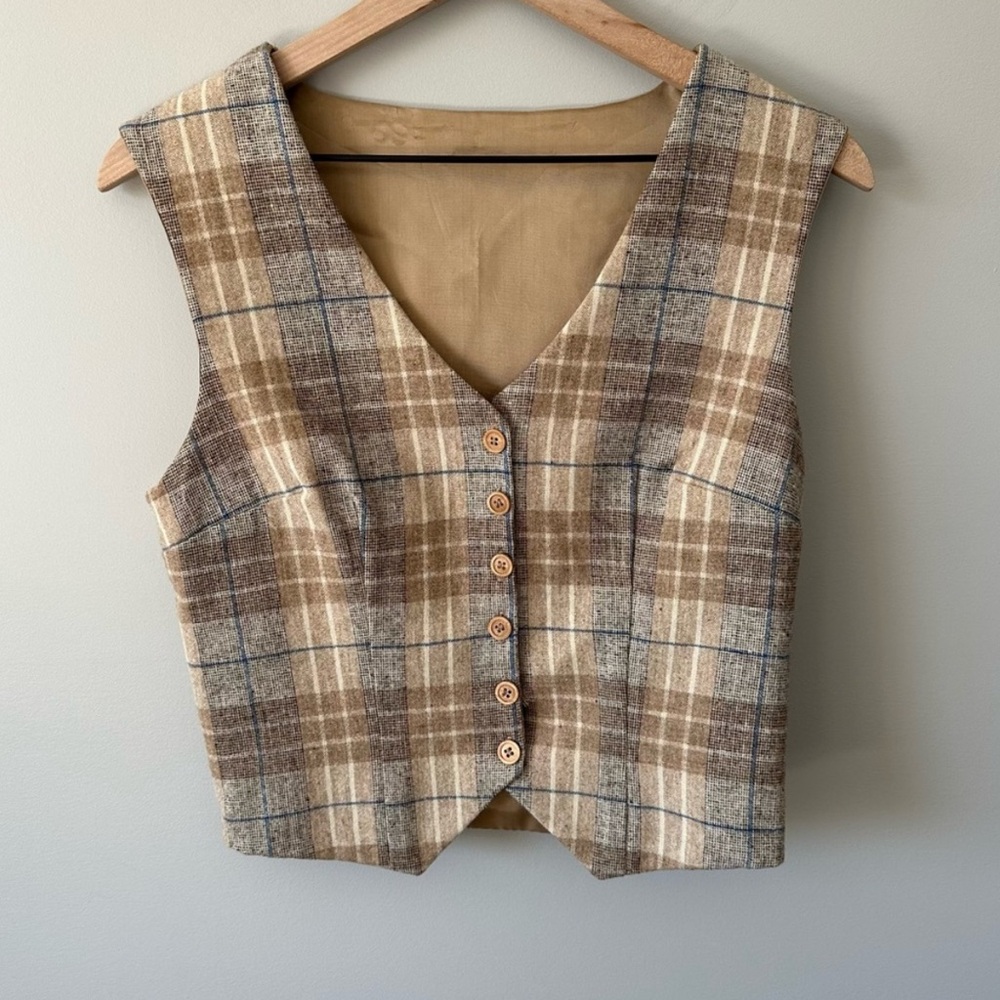 Plaid Button-Up Vest